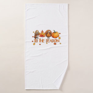 Tis The Season Basset Hound Dog Fall Thanksgiving Bath Towel