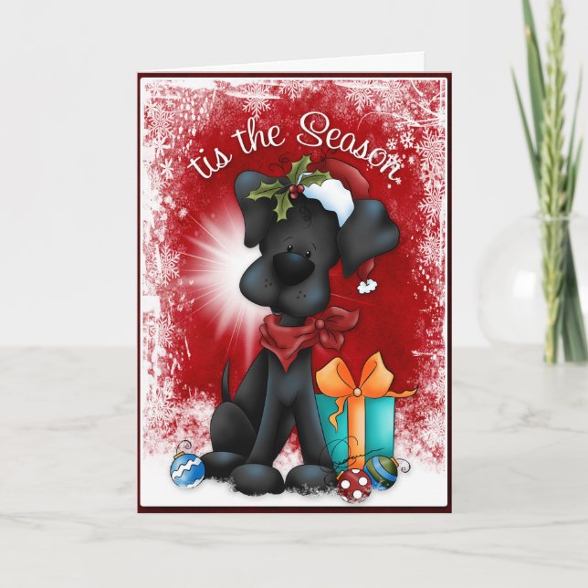 Tis the Season Black Lab Christmas Card (Front)