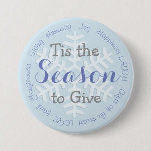 Tis the Season Blue Christmas Inspirational Button