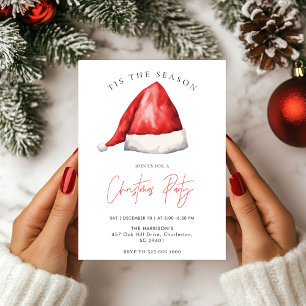 Tis the Season Bow with Santa Holiday Invitation