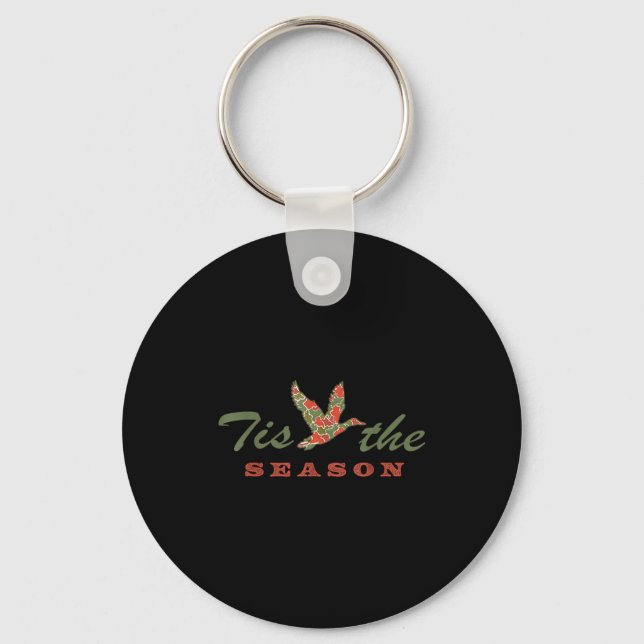 Tis The Season Camo Duck Christmas Xmas Holiday Me Keychain (Front)