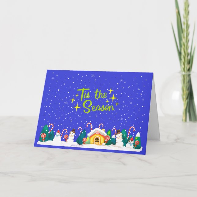 Tis the Season Candy Cane Holiday Greeting Card (Front)