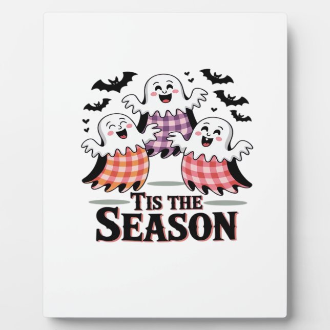 Tis The Season Checkered Halloween Plaque (Front)