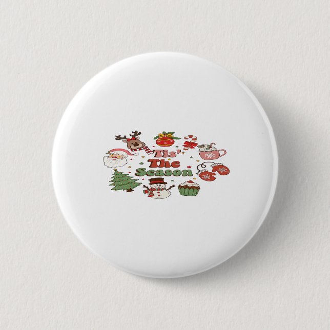 Tis The Season Christmas Acrylic Block Button (Front)