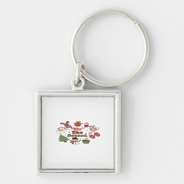 Tis The Season Christmas Acrylic Block Keychain (Front)