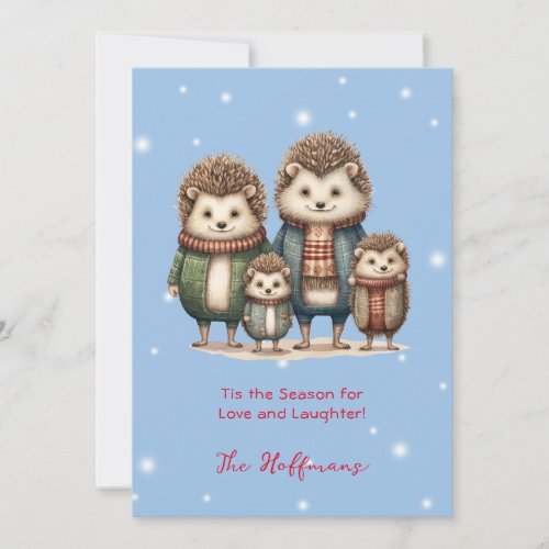 Tis The Season Christmas Animals Hedgehogs Cute Holiday Card