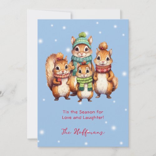Tis The Season Christmas Animals Squirrels Cute Holiday Card