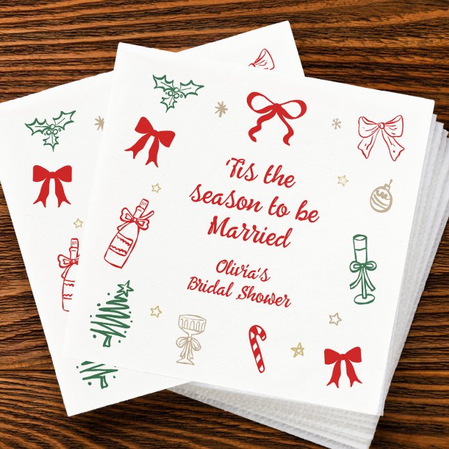 Tis the Season Christmas Bridal Shower  Napkins (Creator Uploaded)