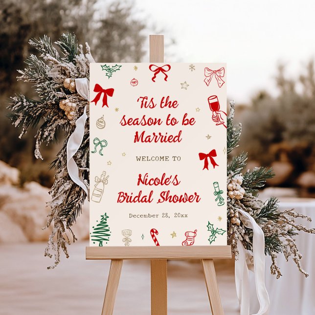 Tis the Season Christmas Bridal Shower Welcome Foam Board (Creator Uploaded)