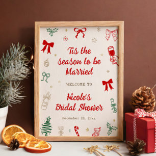 Tis the Season Christmas Bridal Shower Welcome Poster