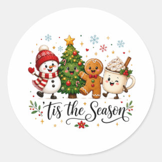 Tis the Season Christmas Classic Round Sticker