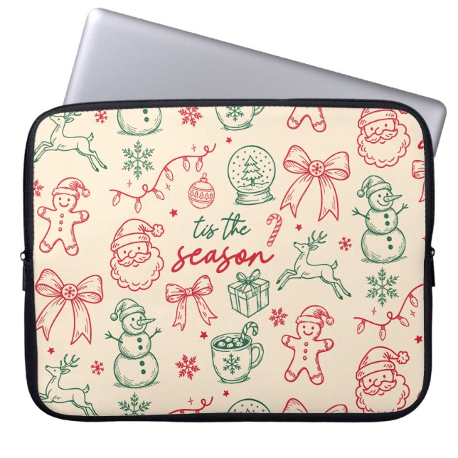 Tis the Season - Christmas Doodle Laptop Sleeve (Front)