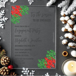 Tis The Season Christmas Engagement Party Acrylic Invitations