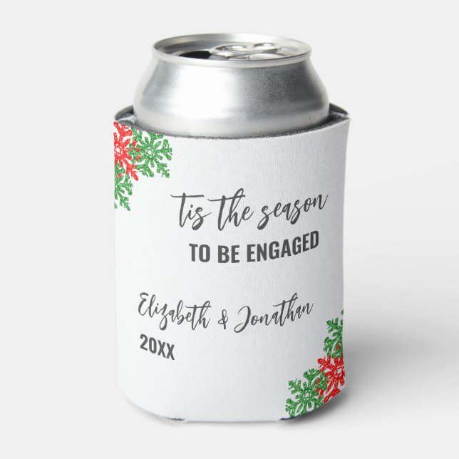 Tis The Season Christmas Engagement Party Can Cooler (Can Front)