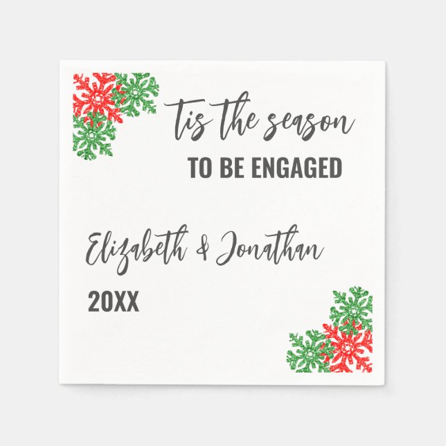 Tis The Season Christmas Engagement Party Napkins (Front)