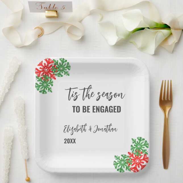 Tis The Season Christmas Engagement Party Paper Plates (Wedding)