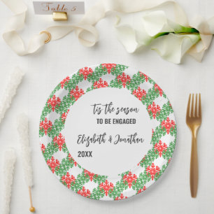 Tis The Season Christmas Engagement Party Paper Plates