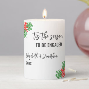 Tis The Season Christmas Engagement Party Pillar Candle