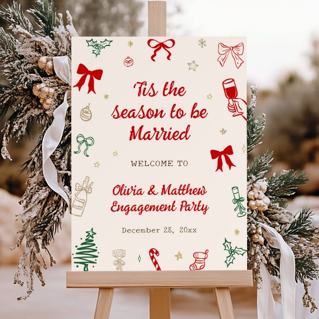 Tis the Season Christmas Engagement Party Welcome Foam Board (Creator Uploaded)