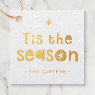 Tis the Season CHRISTMAS GIFT bold festive Foil Favor Tags