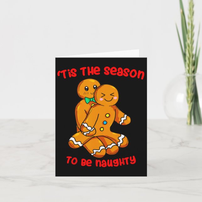 Tis The Season Christmas Gingerbread Couple Naught Card (Front)
