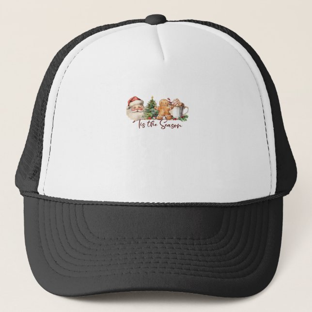 Tis The Season Christmas Holiday Apparel Funny Chr Trucker Hat (Front)