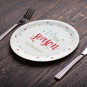 Tis the Season Christmas Party Custom Paper Plates
