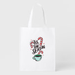 Tis The Season Christmas Peppermint Hot Chocolate Grocery Bag