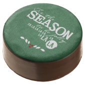 Tis the Season Christmas Quote (Green) Chocolate Covered Oreo (Angled)