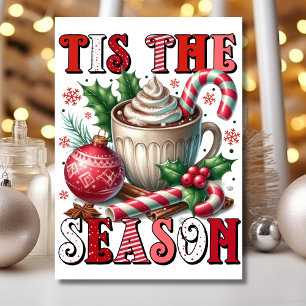 Tis the season Christmas retro santa Holiday Card