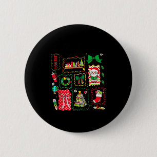Tis The Season Christmas Santa Snowman Xmastree Co Button