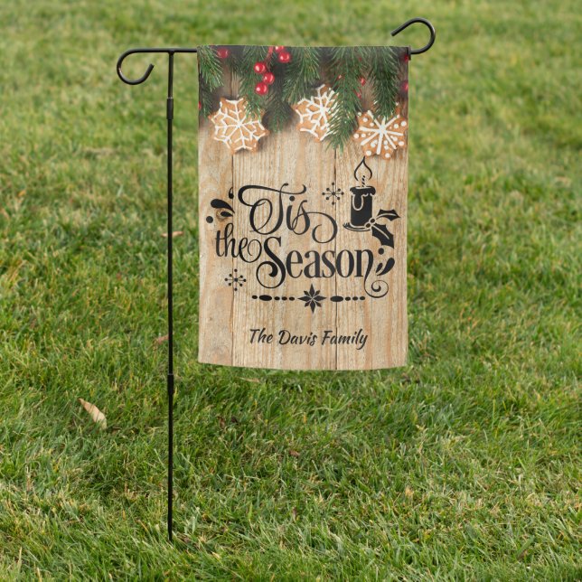 Tis the Season Christmas Saying Personalized Garden Flag (In SItu)