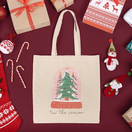 Tis The Season Christmas Snow Globe Holiday Tote Bag