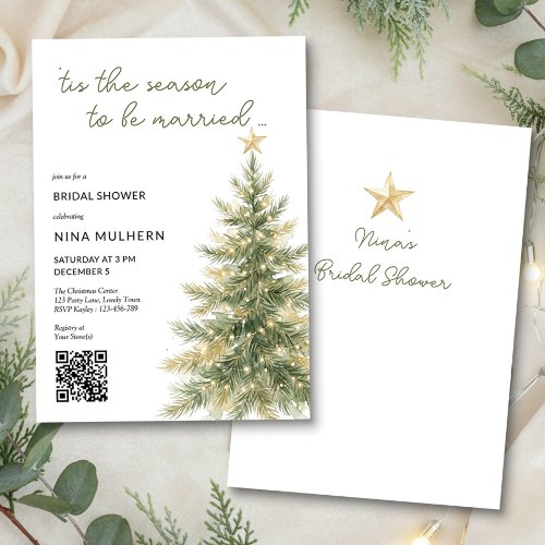 Tis The Season Christmas Tree Bridal Shower Invitation