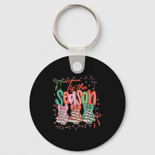 Tis The Season Christmas Tree Cake Cute Preppy Xma Keychain