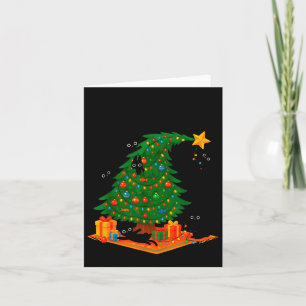 Tis The Season Christmas Tree Cute Black Cat Match Card