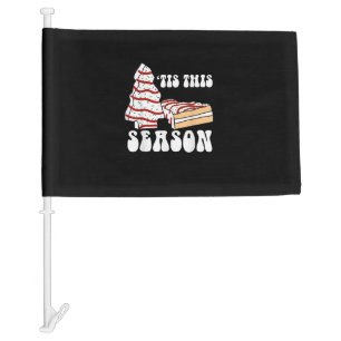 Tis The Season Christmas Tree Groovy Retro Vintage Car Flag