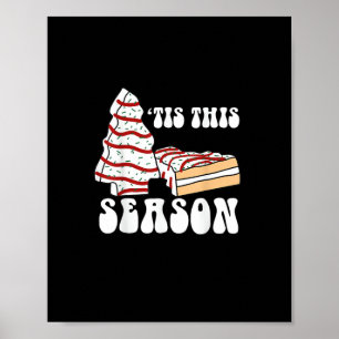 Tis The Season Christmas Tree Groovy Retro Vintage Poster