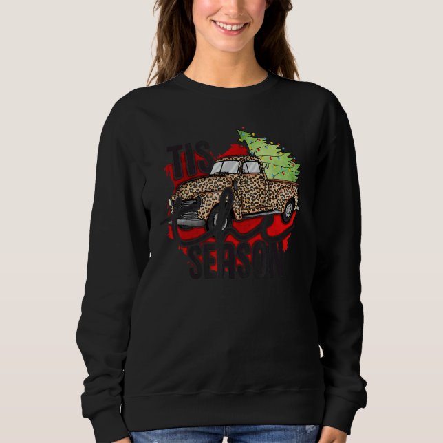 Tis The Season Christmas Tree Lights on Leopard Tr Sweatshirt (Front)