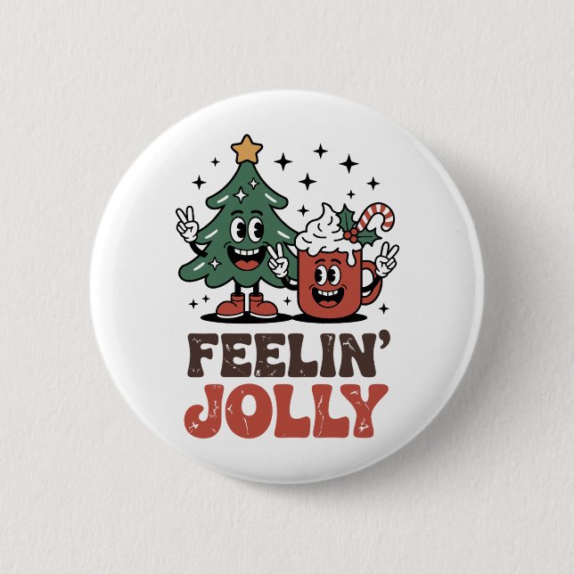 Tis The Season Christmas Tree Santa Hat Coffee Button (Front)