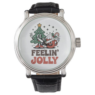 Tis The Season Christmas Tree Santa Hat Coffee Watch