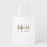 Tis The Season Christmas Trees Whimsical Christmas Grocery Bag