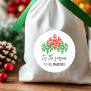 Tis The Season Christmas Wedding Classic Round Sticker