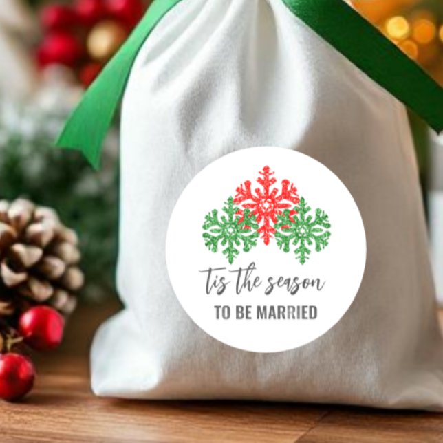 Tis The Season Christmas Wedding Classic Round Sticker (Creator Uploaded)