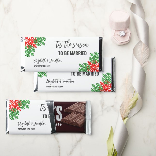 Tis The Season Christmas Wedding Hershey Bar Favors (Front)