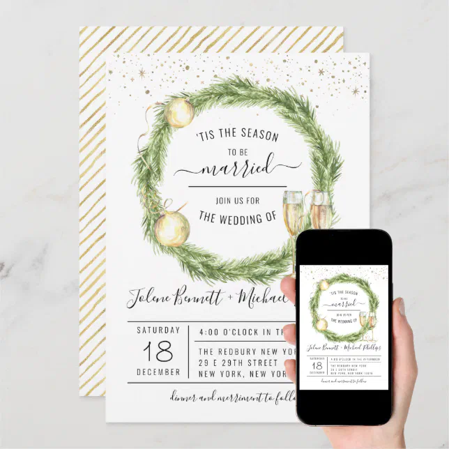 'Tis The Season | Christmas Wedding Invitation | Zazzle