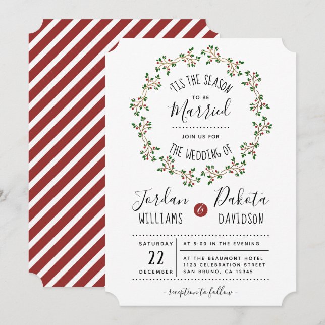 'Tis The Season | Christmas Wedding Invitation (Front/Back)
