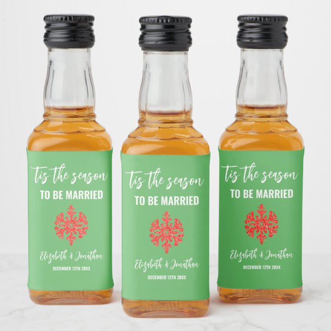 Tis The Season Christmas Wedding Liquor Bottle Label (Bottles)