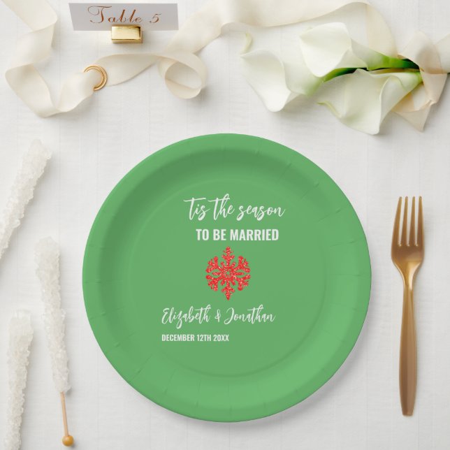 Tis The Season Christmas Wedding Paper Plates (Wedding)