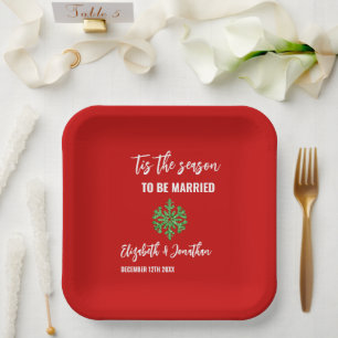 Tis The Season Christmas Wedding Paper Plates